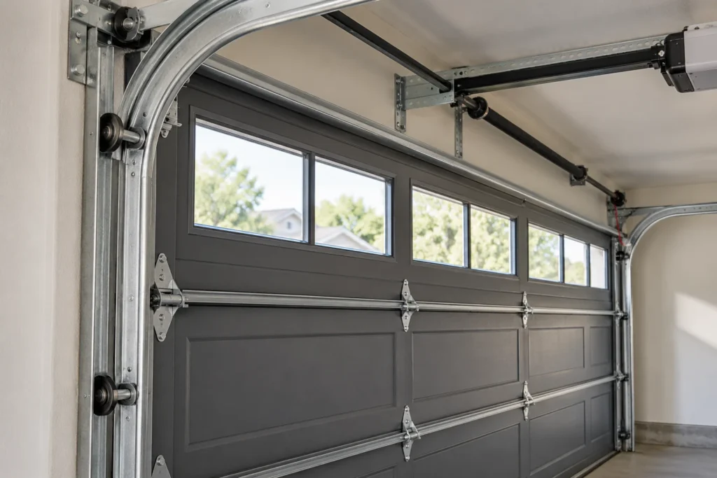 Garage door rollers, hinges and overhead tracks